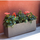 Jardiniere - EDA - Graphit Up - 57 L - Intérieur / Extérieur - Décor Vagues - 79,5 x 29,5 x H. 29,5 cm - Gris Anthracite