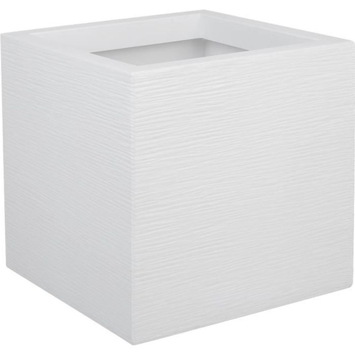 Pot de fleurs Carré 30 cm - EDA - Graphit Up - 21 L - Intérieur / Extérieur - 29,5 x 29,5 x H. 29,5 cm - Blanc Cérusé