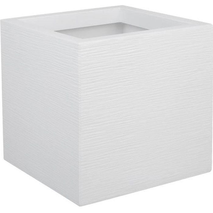 Pot de fleurs Carré 30 cm - EDA - Graphit Up - 21 L - Intérieur / Extérieur - 29,5 x 29,5 x H. 29,5 cm - Blanc Cérusé