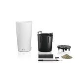 LECHUZA Pot de fleurs - Cilindro color 23 - Ø 23 x 41 cm - 6 L - Kit complet - Blanc