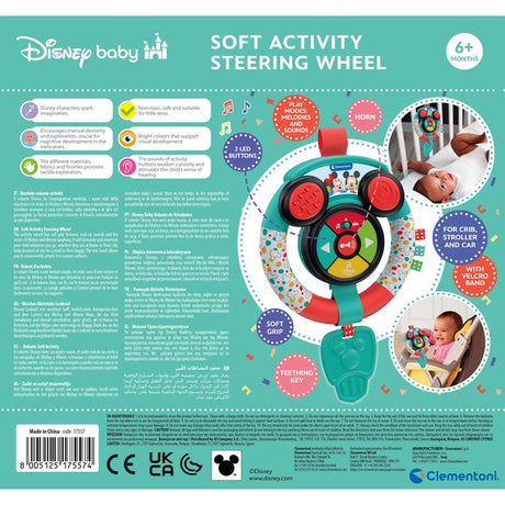 CLEMENTONI - Volant d'activités - Disney -  Sons et lumieres - Des 6 mois - Stimule la motricité fine et le développement cognitif