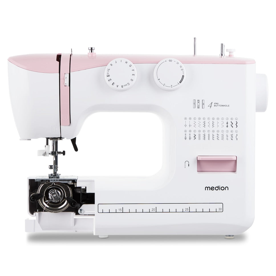 Machine a Coudre - MEDION - SM 60 - 62W - 24 Points + Points Doubles - 700 tr/min - LED - Rose
