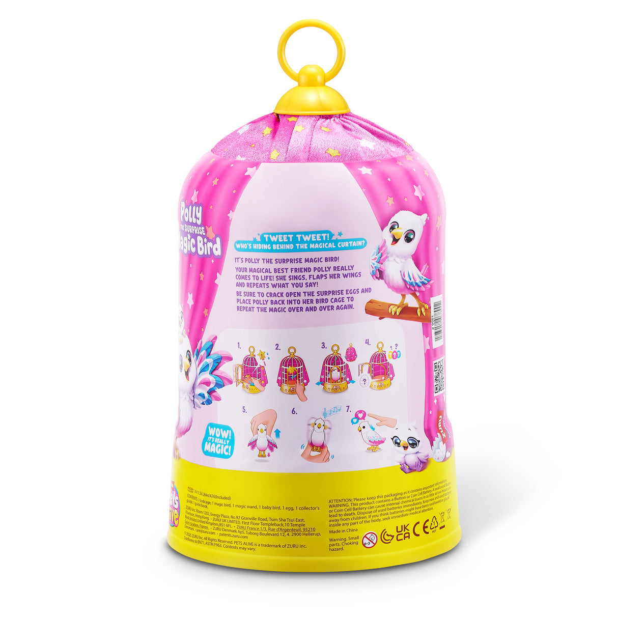 Oiseau interactif - PETS ALIVE - Polly Magic Bird - Réagit au toucher - Chante et bouge - a partir de 3 ans