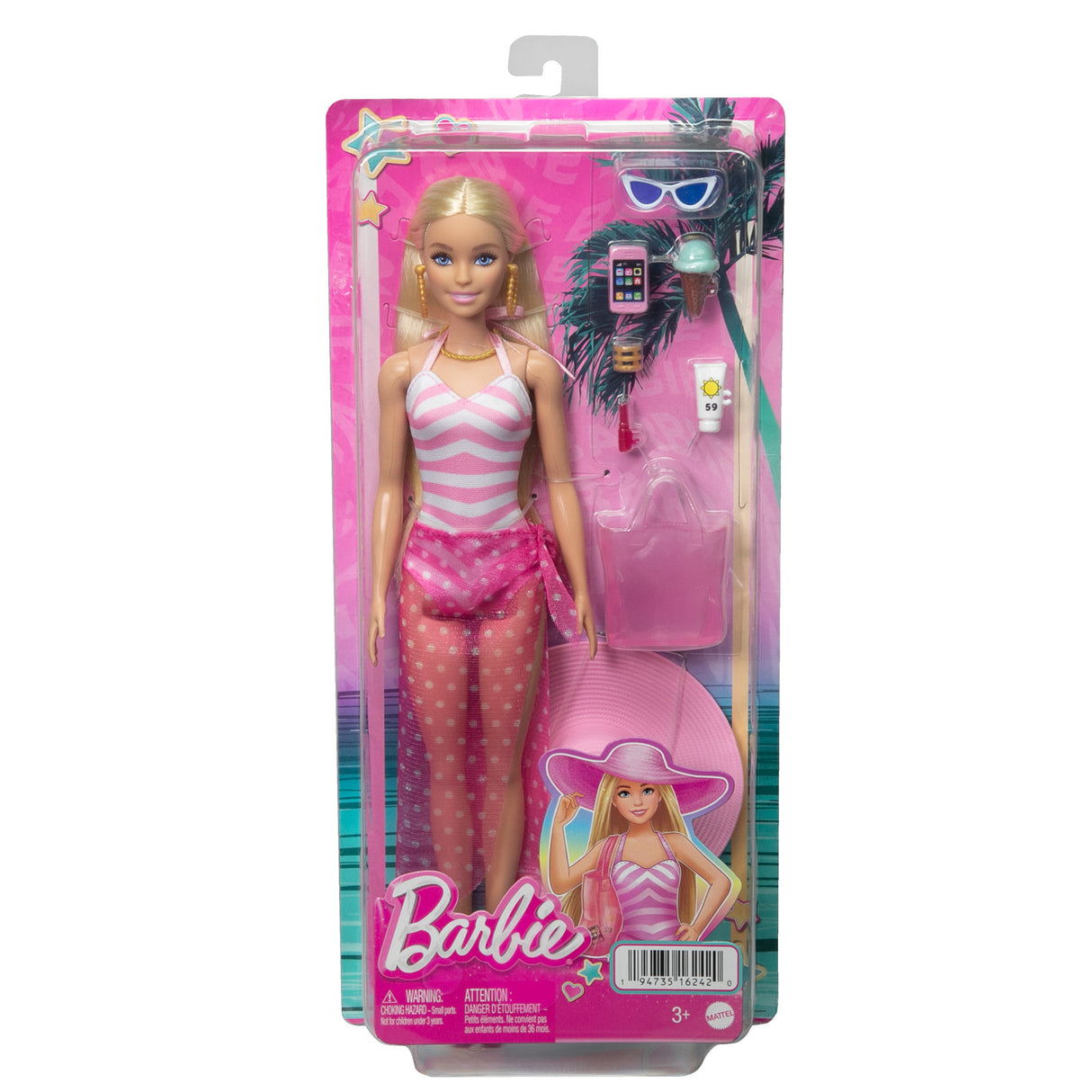 Barbie-Barbie Plage-Poupée blonde en maillot de bain et accessoires HPL73