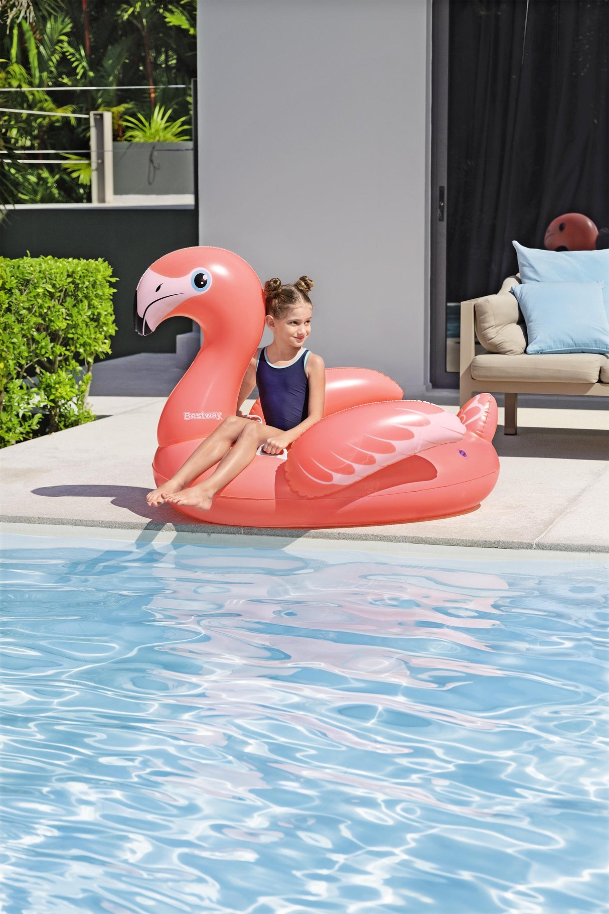 Bouée a chevaucher - Bestway - Flamant rose - 138 x 107 cm