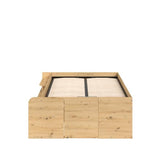 ODYSSEE Lit coffre adulte - 140x190 / 200 cm - Avec coffre relevable - Décor chene et noir - 166,2 x 66,5 x 205,8 cm