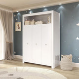 Chambre bébé Trio : Lit 70 x 140 cm + Commode a langer + Armoire OLIVIA - Blanc - TREND TEAM