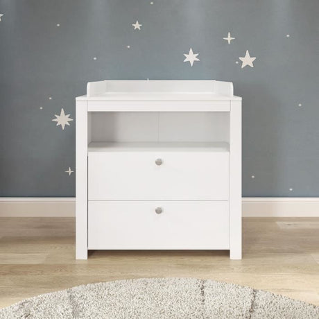 Chambre bébé Trio : Lit 70 x 140 cm + Commode a langer + Armoire OLIVIA - Blanc - TREND TEAM