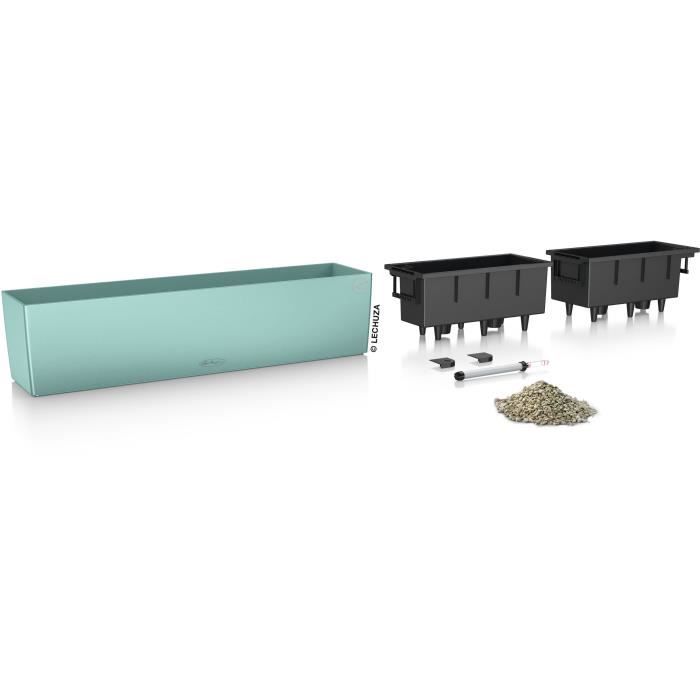 LECHUZA Jardiniere - Balconera Color 80 - 79 x 19 x 19 cm - Kit complet - Vert pastel - 12 L
