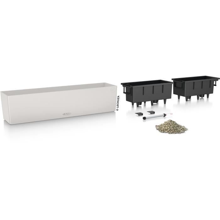 LECHUZA Jardiniere - Balconera color 80 - 79 x 19 x 19 cm - 12 L - Kit complet - Gris clair