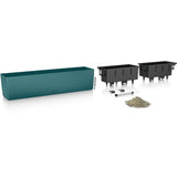 LECHUZA Jardiniere - Balconera Color 80 - 79 x 19 x 19 cm - Kit complet - Bleu pétrole - 12 L
