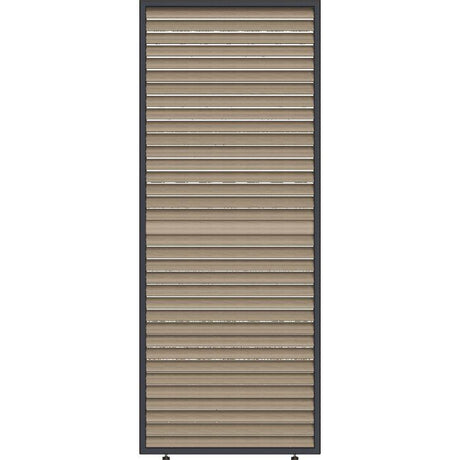 Panneau brise-vue - OMBREA - Ventelles horizontales mobiles - 1 m - Aluminium - Anthracite et ventelles finition bois