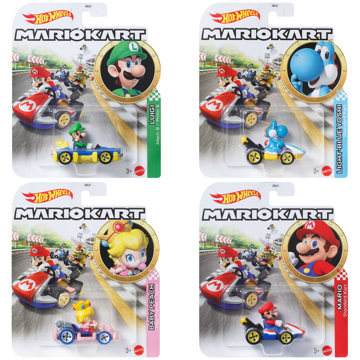 Hot Wheels - Véhicule Mario Kart (modele aléatoire) - Petite Voiture  - 3 ans et + GBG25