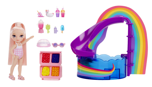 Jeu de société - MGA - Piscine arc en ciel avec toboggan - Poupée Blush - 10 pieces - Multicolore