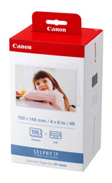 Pack 3 cartouches d'encre couleurs CANON KP-108IN pour Selphy CP + 108 feuilles
