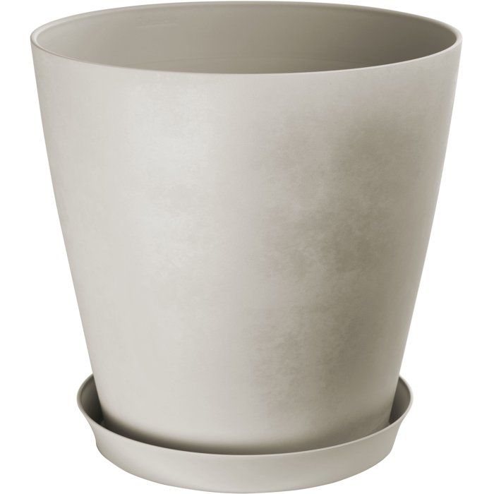Pot de fleurs rond - GARDEN ID - Swing Cone - Ø 30 - 14 L - H 29 cm - Pierre Blanche