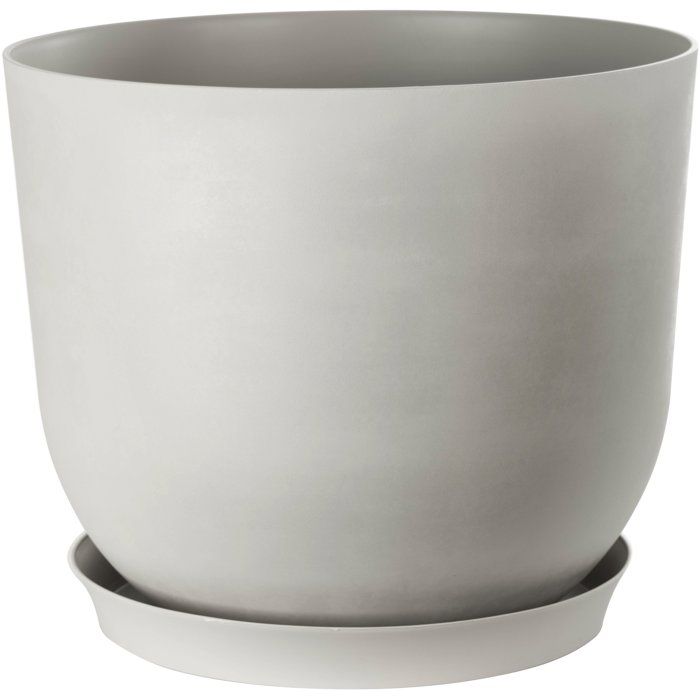 Pot de fleurs rond - GARDEN ID - Swing Rond - Ø 40 - 30 L - H 32 cm - Pierre Blanche