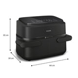 Friteuse sans huile - PHILIPS - NA150/00 - Airfryer Série 1000 - Panier flexible 7.L - Séparateur amovible - 2400W - Noir