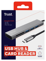 Hub USB-C 3.2 Trust Halyx - 3 ports USB-A + lecteur de cartes (Argent)