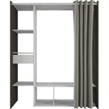 Dressing MONTANA - L115/150 x P49,9 x H183 cm - Décor Chene Waterford et gris clair + rideau - DEMEYERE