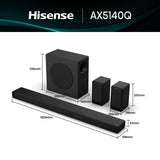 Barre de son - HISENSE - AX5140Q - 5.1.4 Canaux - Dolby Atmos & DTS:X - 520W - Caisson et enceintes arriere sans fil - HDMI eARC