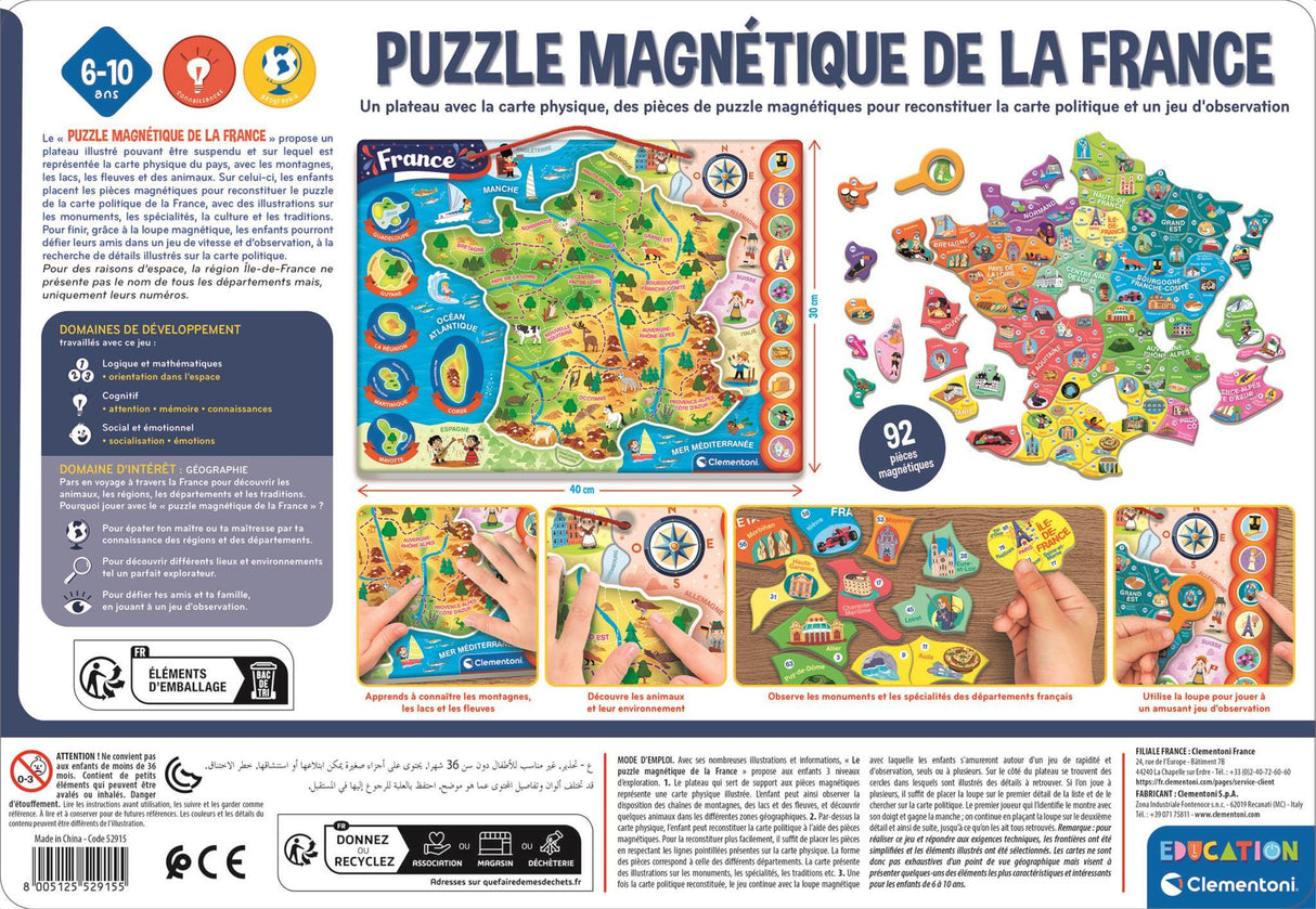 CLEMENTONI - Puzzle magnétique de la France