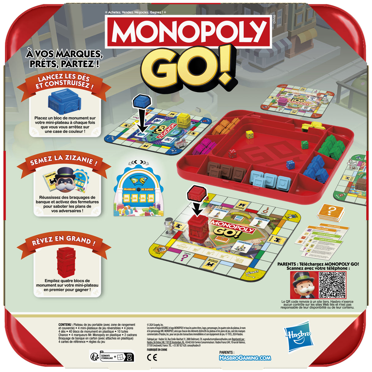 Monopoly GO!, Jeu de société, Jeu de plateau familial, Durée 15 min, Inspiré du jeu mobile, a partir de 8 ans
