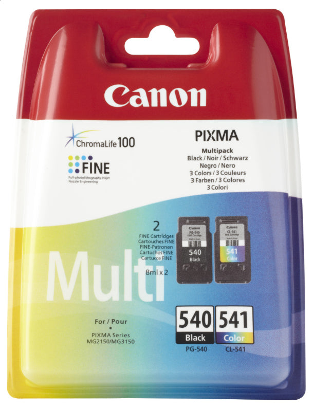 Pack 2 cartouches d'encre Canon PG-540/CL-541 Photo Value Pack (Noir + Couleurs) + 50x Papiers photo
