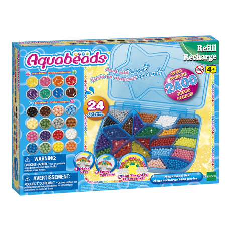 Aquabeads Méga recharge 2400 perles,  perles qui collent avec de l'eau, 31502, 24 couleurs, des 4 ans