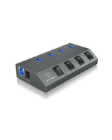 Hub USB 3.0 Icy Box IB-HUB1405 4 ports avec interrupteurs (Gris)
