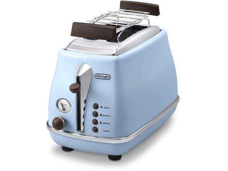 Grille Pain Icona Vintage - DELONGHI CTOV 2103.AZ - 2 fentes - 6 positions - Bleu et Marron