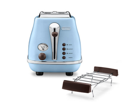 Grille Pain Icona Vintage - DELONGHI CTOV 2103.AZ - 2 fentes - 6 positions - Bleu et Marron