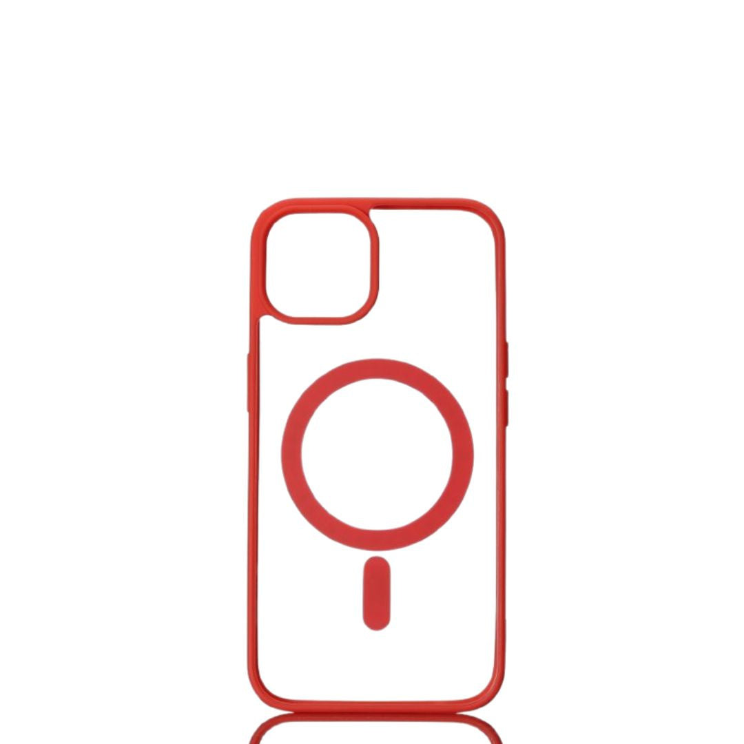 We Coque de protection RUBBER APPLE IPHONE 14 - Dos transparent contour rouge -