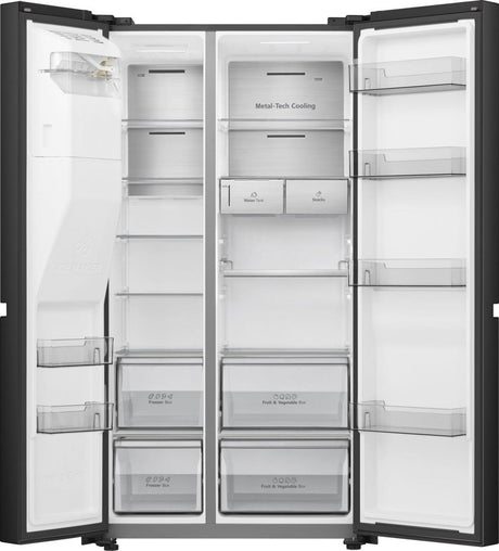Réfrigérateur Américain - HISENSE - RS818N4TFC - 632 L - Classe C - 91 x 73 x 179 cm - Inox noir