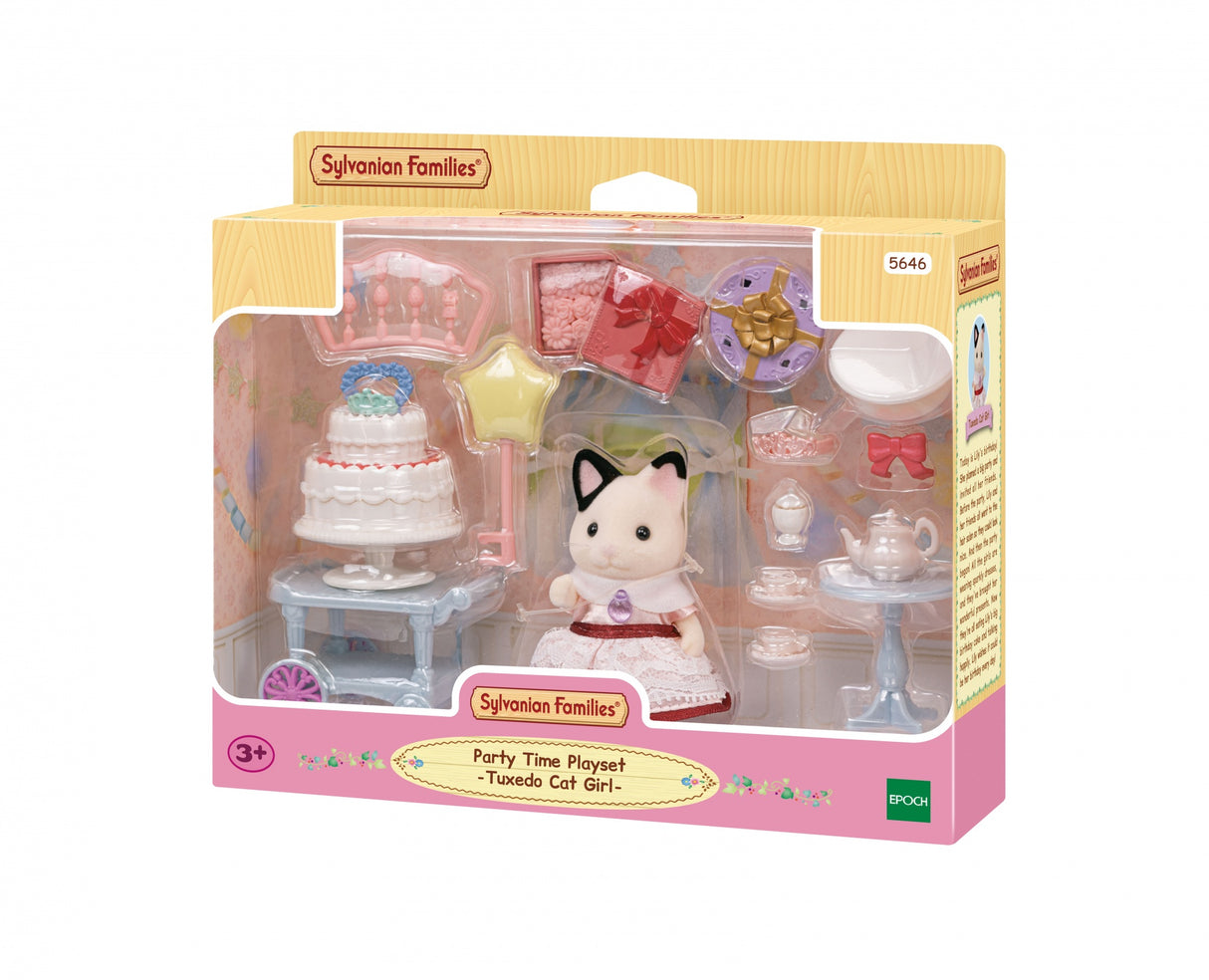 Figurines miniatures - SYLVANIAN FAMILIES - 5646 - La fille Chat bicolore et son goűter d'anniversaire