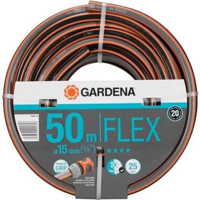 GARDENA Tuyau d'arrosage Comfort FLEX ñ Longueur 50m ñ ÿ15mm ñ Anti noeud et indÈformable ñ Garantie 20 ans (18049-26)