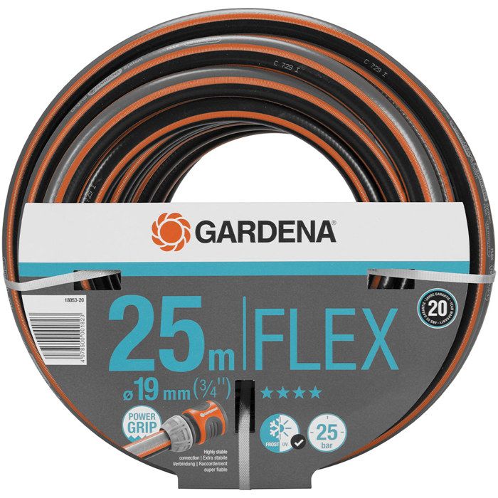 GARDENA Tuyau d'arrosage Comfort FLEX ñ Longueur 25m ñ ÿ19mm ñ Anti noeud et indÈformable ñ Garantie 20 ans (18053-20)