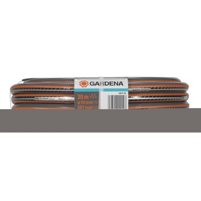 GARDENA Kit tuyau d'arrosage Comfort HighFLEX  Longueur 20m  Ø15mm  Anti noeud et indéformable  Garantie 20 ans (18074-26)