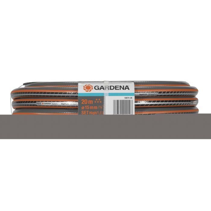 GARDENA Kit tuyau d'arrosage Comfort HighFLEX ñ Longueur 20m ñ ÿ15mm ñ Anti noeud et indÈformable ñ Garantie 20 ans (18074-26)