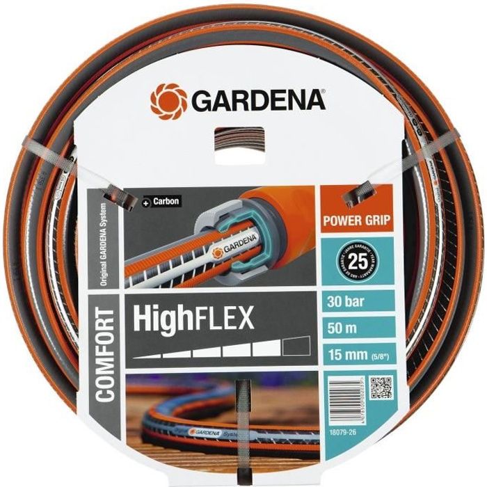 GARDENA Comfort HighFlex Garden Hose – Length 50m – Ø15mm – Knot-free and dimensionally stable – 20-year warranty (18079-26)