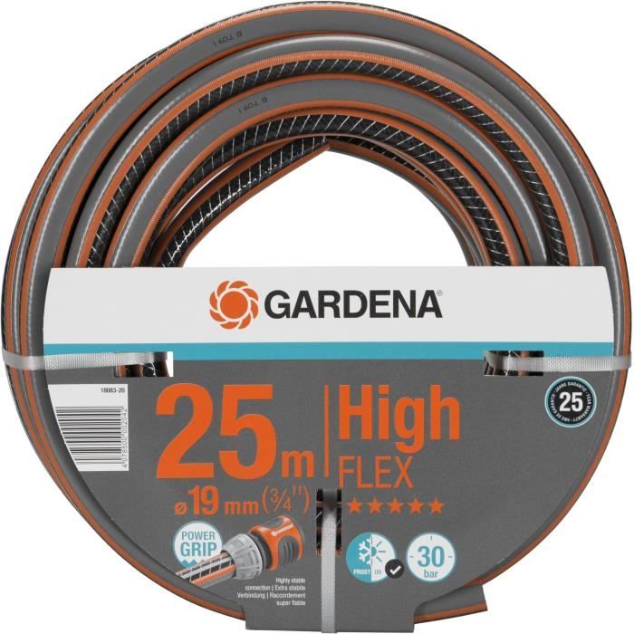 Tuyau d'arrosage GARDENA Comfort HighFLEX - Ø19mm - 25m - Anti-noeud et indéformable - Garantie 25 ans