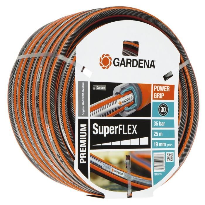 GARDENA Tuyau d'arrosage Premium SuperFLEX  Longueur 25m  Ø19mm  Anti noeud et indéformable  Garantie 30 ans (18113-20)