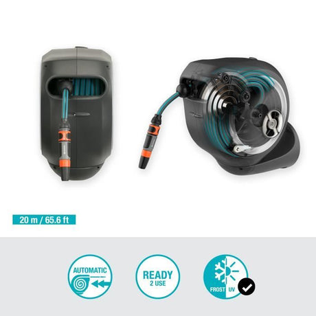 Dévidoir automatique mural RollUp M GARDENA - Longueur 20m - Ř11mm - Kit complet - Garantie 5 ans