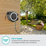 GARDENA Dévidoir automatique mural RollUp M/L liseret blanc – Longueur 25m – Ř13mm – Kit complet – Garantie 5 ans (18622-20)