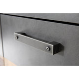 Buffet bas INDY 4 Portes et 1 Tiroir - Mélaminé bois vieilli et gris mat - L 178 x P 40 x H 77 cm