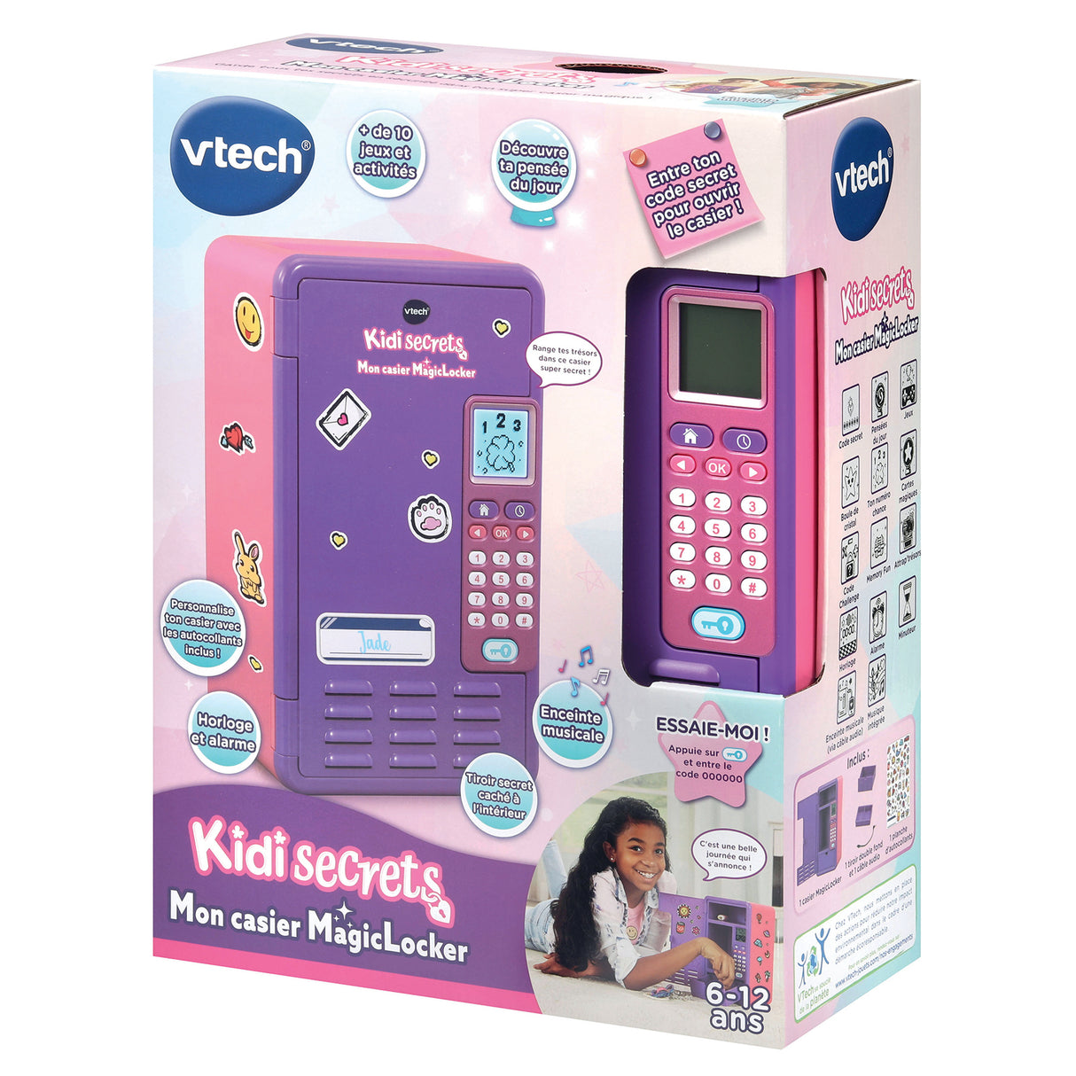 Casier MagicLocker VTECH KidiSecrets rose - 6-12 ans - Code secret a 6 chiffres