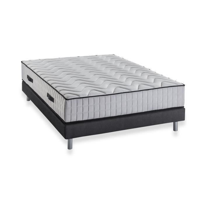 Ensemble matelas + sommier 160 x 200 cm - 672 Ressorts ensachÈs - 7 zones de confort - 27 cm - Ferme - DEKO DREAM Hotel Supreme