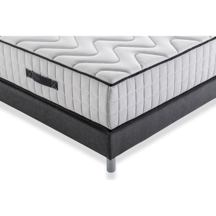 Ensemble matelas + sommier 160 x 200 cm - 672 Ressorts ensachÈs - 7 zones de confort - 27 cm - Ferme - DEKO DREAM Hotel Supreme