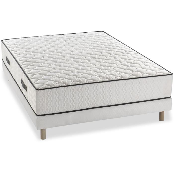 Ensemble Matelas + sommier 140x200cm - Ressorts - 7 zones de confort - 24cm - EquilibrÈ - DEKO DREAM DÈtente