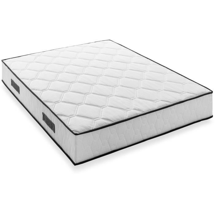 Ensemble matelas sommier 140 x 190 cm Hauteur 27 cm - ressorts ensachés - 7 zones - réversible - fabriqué en Belgique - DEKO DREAM